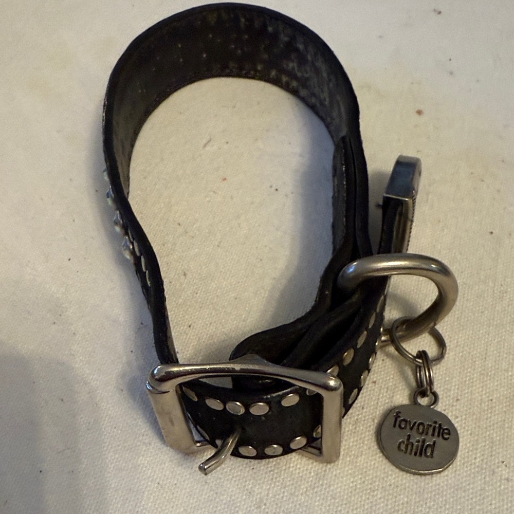 Black Leather Studded Dog Collar by Woof Wear